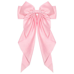 1PC Satin Hair Bows for Women Large Hair Barrettes Ribbon for Girls Giant Long Bow Hair Clips Ponytail Holder Silk Big Hair Clips Accessories for Women(Pink)