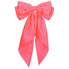 Large Leopard Hair Bow, Silky Satin Bowknot Hair Clip, Oversized Long Tail Hair Ribbon Barrette for Women Girls Ponytail Hair Accessories, Brown