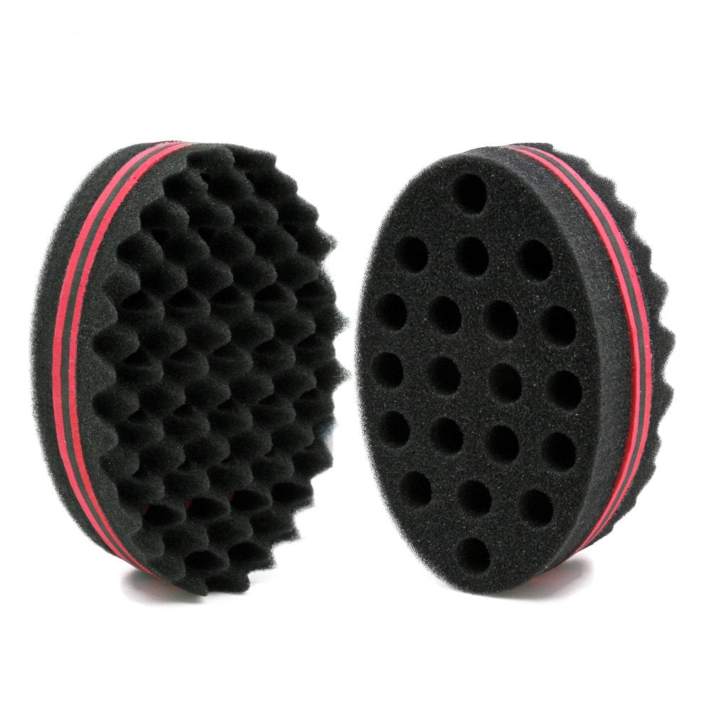 BEWAVE Big Holes Barber Hair Brush Sponge Dreads Locking Twist Afro Curl Coil Wave Hair Care Tool, 2 Pcs with 1 Pc Hair Pick