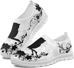 Howilath Boho Flower Slip on Shoes for Men Women Animal Print Casual Loafers Running Sneakers Anti-Skid Fashion Shoes