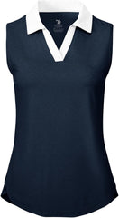 BGOWATU Women's Sleeveless Golf Polo Shirts Collared V Neck Tennis Tank Tops UPF 50+ Quick Dry Lightweight