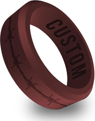 Personalized Barbwire Rings Beveled Silicone Ring, Promise Bands for Him, Couple Band