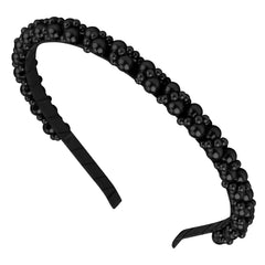 Small Pearl Headbands for Girls, Hapdoo 6.1inch White Beads Headband with Faux Pearl for Wedding, Non-adjustable Cute Fashion Beaded Bling Metal Based Hairbands for Birthday