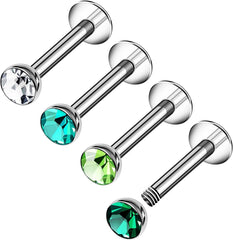 4PCS Steel Lip Studs 16g 1.2mm 3mm Crystal Ball Labret Snakebites Tragus Helix Earrings Piercing Jewelry Pick Size and Color
