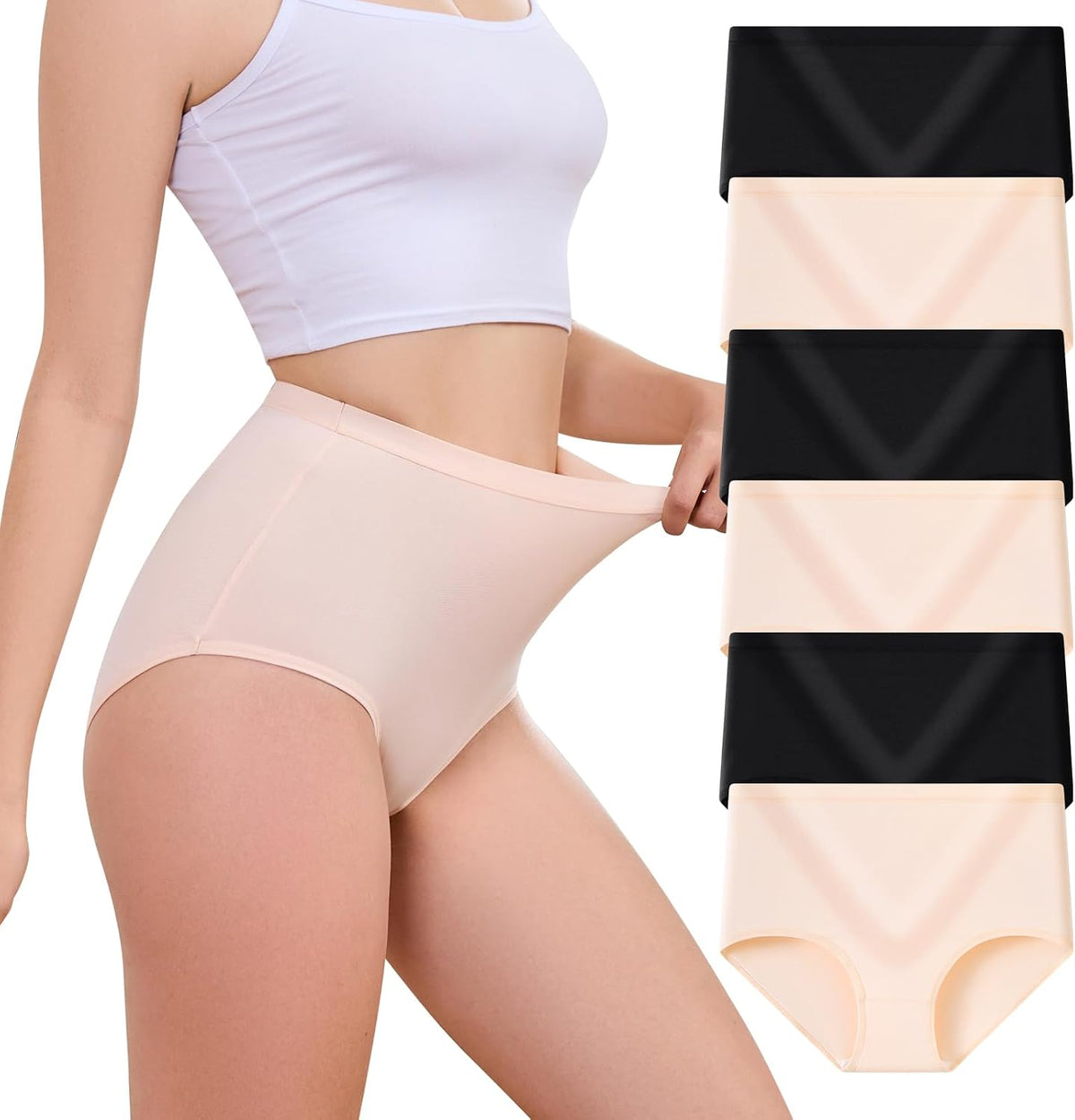 Womens Underwear Pack,C Section High Waisted Tummy Control Moisture-Wicking Brief Underwear,plus size Panties 6Packs