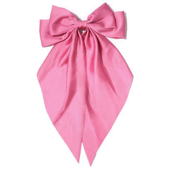 Big Red Silky Satin Hair Bows for Women - Long Tail Cute Hair Ribbons, Coquette Barrettes for Girls