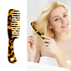 Large Wide Tooth Hair Comb, LADYAMZ [Tortoise Shell] Cellulose Acetate Round Tooth Comb for Straight/Curly Hair,Short/Long Hair Women Men or Kids, Easy Detangling Wet or Dry, Anti-static (Ivory)