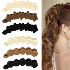 Hair Clips, 6PCS Bow Oval Banana Clips for Medium Thin Hair, 4.1 Inch Matte Strong Hold Half Ponytail Bun Holder, Hair Jaw Clips Barrettes Styling Accessories for Women Girls