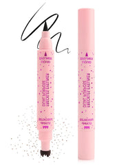 Freckle Eyeliner Pen 2 in 1, Natural Light Brown Fake Freckles Stamp Face Tattoo Waterproof, Smooth Long Lasting Smudge Proof Black Liquid Eyeliner, Quick Dry Magic Freckle Stain Summer Makeup 01