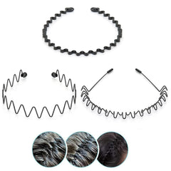 CAMKONG 6PCS Metal headbands for Men Headbands Women Wavy Hair bands Spring Hair Hoop Sports Fashion Hairband Unisex Black Elastic Non Slip Simple Headwear Accessories