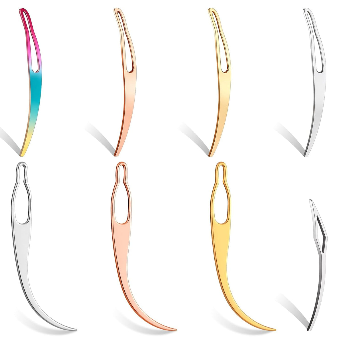 8Pcs Interlocking Tool for Locs & Sisterlocks - Retighten Tool & Bent-Hook Shape Loc Needle for Maintaining Dreadlocks & Hair Extensions (4 Colors)