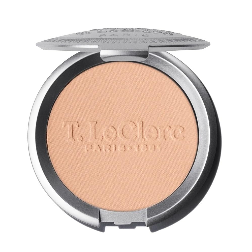 T.LeClerc Rice Compact Powder – Anti-Aging Pressed Powder with Brown Rice Ferment – Long-Lasting Natural Matte Finish – Moisturizing | Non-Comedogenic Face Powder (SABLE, 9G)