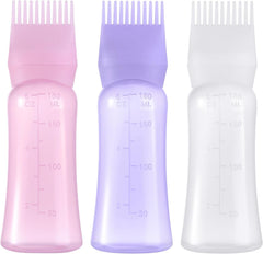 Root Comb Applicator Bottle 6 Ounce Hair Oil Applicator for Hair Dye, Hair Oiler Comb Bottle with Graduated Scale