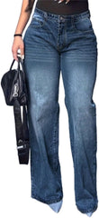 high Rise Straight Leg Jeans for Women Butt Lifting Baggy Trousers Urban Fashion Streetwear Bottoms