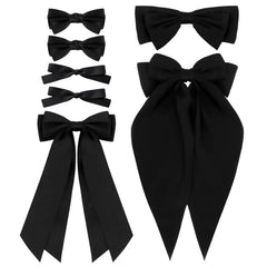 Velscrun Hair Bows for Women Girls 7Pcs Pink Silky Hair Bow Large Coquette Bow Big Satin Bows Clip Oversized Hair Ribbons Ponytail Holder Long Tail Bow Bowknot Hair Barrettes Hair Accessories
