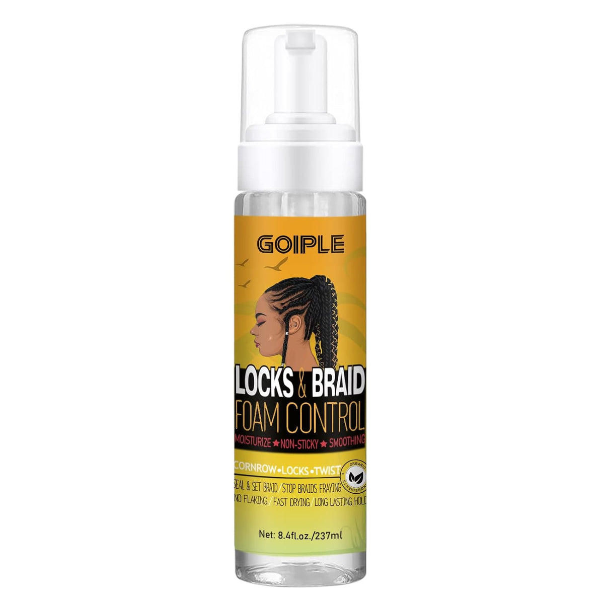 Braid Foam Control Braid Mousse for Braids Twist, Locs, No Flake Extra Hold High Shine Style and Moisturizes, Hair Braiding Mousse for Braids Lightweight Easy to Apply 8fl oz