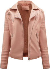 Women's Short Leather jackets Long Sleeve Large Size Motorcycle jackets Women's Zipper Leather jackets Outerwear