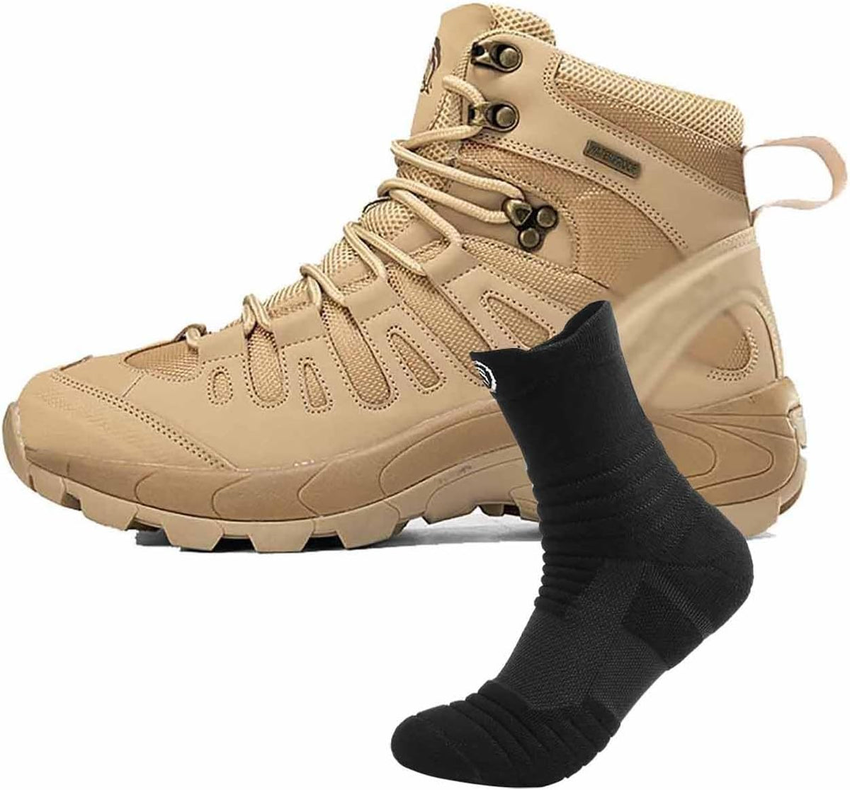 CLSQLXYJZC Waterproof Military Tactical Work Boots, Men's Tactical Army Boots with Sports Socks Lightweight Combat Boots Outdoor Hunting Jungle Hiking Boots