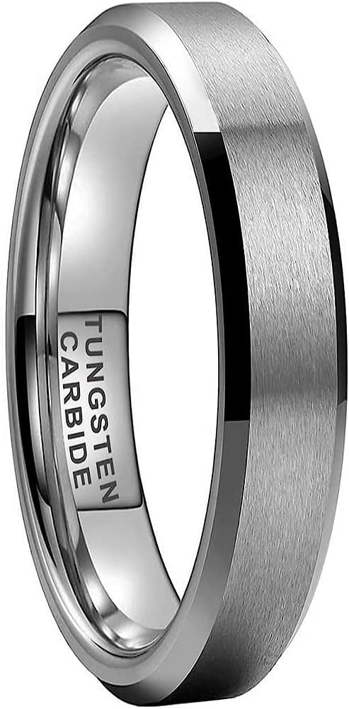 CROWNAL 3mm 5mm 7mm 9mm Tungsten Rings for Men Women Black/Silver/Gunmetal/Gold Beveled Polished Edges Matte Finish Comfort Fit 4-17