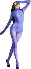 RUIBAVYA Body Stockings for Women Sexy Full Body Tights Oil Shiny Bodystocking High Neck Nylon Catsuit Shimmer Bodysuit