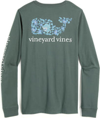 vineyard vines Women's Edie Floral Dynamic Whale Fill Long-Sleeve Pocket Tee
