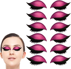 Lazy Eye Shadow Eyelash Patch, Lazy Eyelash Stickers, 2/4/6/8 Pairs Glitter Eyeshadow Sticker with Lashes, Easy to Apply Eye Shadow and Eyelash in One, No Glue Needed for Quick Makeup (8 Pairs)