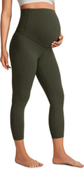 CRZ YOGA Womens Butterluxe Maternity Capris Leggings 23" - Workout Active Yoga Crop Pants Over The Belly Pregnancy Soft