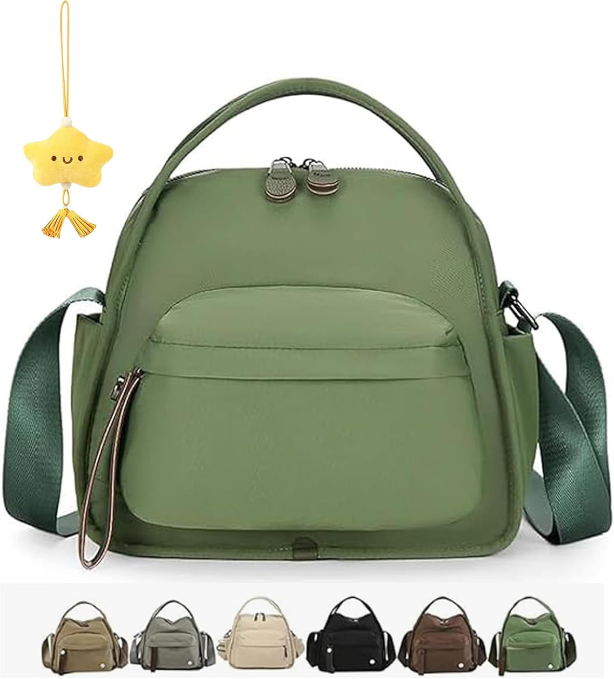 Veluna Shoulder Bag,Veluna Crossbody Shoulder Bag for Women,Solid Zipper Handbag, Large Capacity Nylon Handle Purse