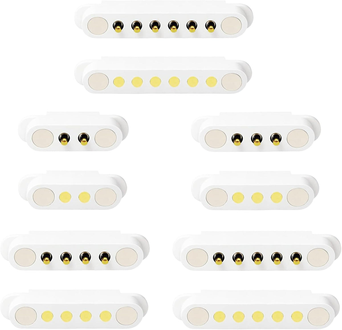 2 Pair White Magnetic Pogo Pin Connector, 2/3/4/5/6P 2A Pogopin Magnetic Connector Male+Female 2.54/2.5 MM Through Holes Spring Loaded Connector DC Power Socket Charge Probe Connector (6Pin)