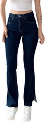 ZERMOM Women's Ripped Skinny Jeans Stretch Mid Rise Straight Leg Denim Pants
