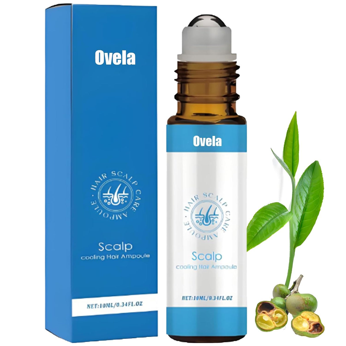 Ovela Advanced Hair Growth Serum Roll-On 10ml - Promotes Hair Growth, Reduces Hair Loss, Nourishes Hair | Enriched with Vitamin E and Natural Oils | For Men and Women (1 pc)