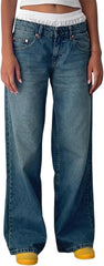 Low Rise Jeans for Women 2025 Casual Wide Leg High Waist Baggy Denim Pants Vintage 90s Jeans Y2K Streetwear
