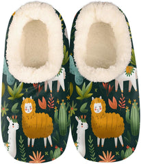 Alpaca Cactus Plants Slippers for Women Men Cozy Non-slip House Shoes Winter Warm Indoor Slipper