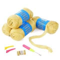 100% Brazilian Wool Hair Acrylic Yarn for African Braids/Senegalese Twist/Faux Locs/Wraps with Crochet Hook(4 Roll, Natural Black)