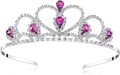 Lovelyshop Colorful Gems Silver Rhinestone Tiara for Little Kid Big Kid Prom Birthday Princess Crown