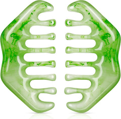 Geiserailie 2 Pieces Jade Combs Massage Stone Hair Gua Sha Scraping Scalp Comb Facial Massage Tool Multifunctional Handheld Head Tools Head Caring Therapy Mother's Day Gift(Elegant Style)