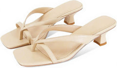 MICIFA Kitten Heel Sandals for Women Low Heels Flip Flop Fashion Strappy Mule Heels Rounded Open Toe Casual Slides Heeled Thong Sandals Women