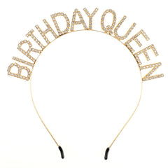 Vin Beauty Birthday Crown Queen Headband Tiara, Happy Birthday Women Gold Headband for Girls(Gold)