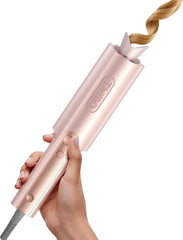 Upgraded Automatic Rotating Curling Iron - TYMO CurlPro Plus Long Barrel Curling Wand for Long Hair, Ceramic Hair Curler for Women, Anti-Scald, Tangle-Free, 600M Ionic, Dual Voltage, Gold, 1 Inch