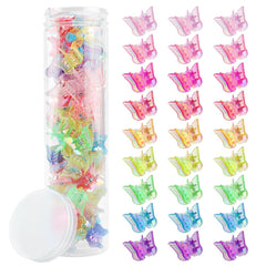 Ahoney 60PCS Mini Butterfly Hair Clips for Hair with Box Glitter 90s Y2k Hair Accessories for Girls Women (White)