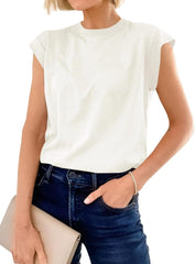 Cicy Bell Womens Cap Sleeve Cotton Tank Tops Summer Casual Loose Fit T Shirts Crew Neck Basic Tee
