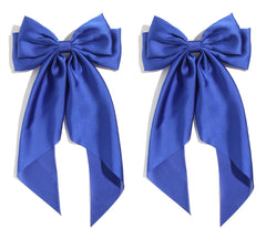 Satin Bow Hair Clips for Women,Big Bow Hair Slides Metal Clips Long Ribbon Hairpin Girls Barrettes Party Half-Updo Ponytail Accessories (2pcs Purple)