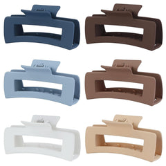 4 Inch Big Hair Claw Clips 6 Pcs Large Claw Clips for Thick Hair Square Hair Clips for Women Rectangle Hair Clips Nonslip Acrylic Banana Jaw Clips Hair Accessories for Girls - Amber