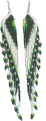 Hand-woven Colorful Rice Beads Gradient Beaded Long Tassel Earrings Bohemian Beach Travel Accessories