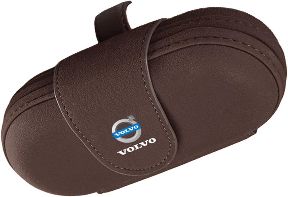 for Volvo XC60 XC90 S60 S90 V40 XC40 Car Glasses Holder Multifunctional Car Glasses Case Car Sunglass Holder Suitable for Different Size Eyeglasses,C