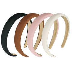 4 Pack Leather Headband Non-slip Fashion Wide Headband for Women Simple Hairbands Hair Hoop Solid Color Soft PU Leather Head Bands for Women Girls