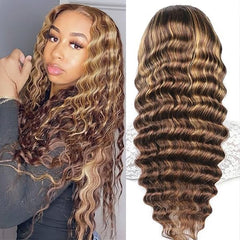 Deep Wave Lace Front Wigs Human Hair Glueless Wigs for Black Women 13x4 HD Transparent Lace Front Wigs Pre Plucked with Baby Hair 180 Density 22 Inch