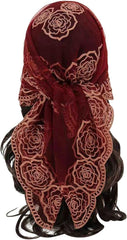 Women's Flower Embroidery Head Scarf Large 31.5 Inch Headband Sheer Hair Bandana for Women Girls