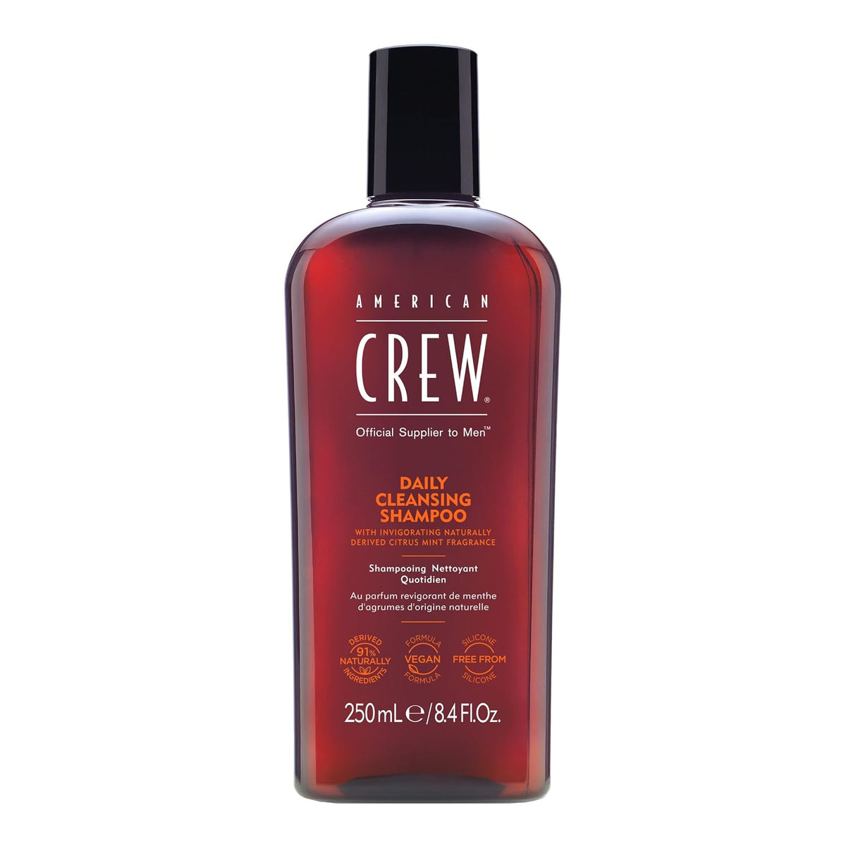 American Crew Shampoo for Men, Daily Cleanser, Naturally Derived, Vegan Formula, Citrus Mint Fragrance, 33.8 Fl Oz