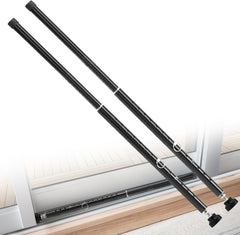Sliding Door Security Bar, 17-55 inch Adjustable Patio Door Security bar with Rubber Tips, Heavy Duty Window Security Bars for Home Security, 2 Pack, Black